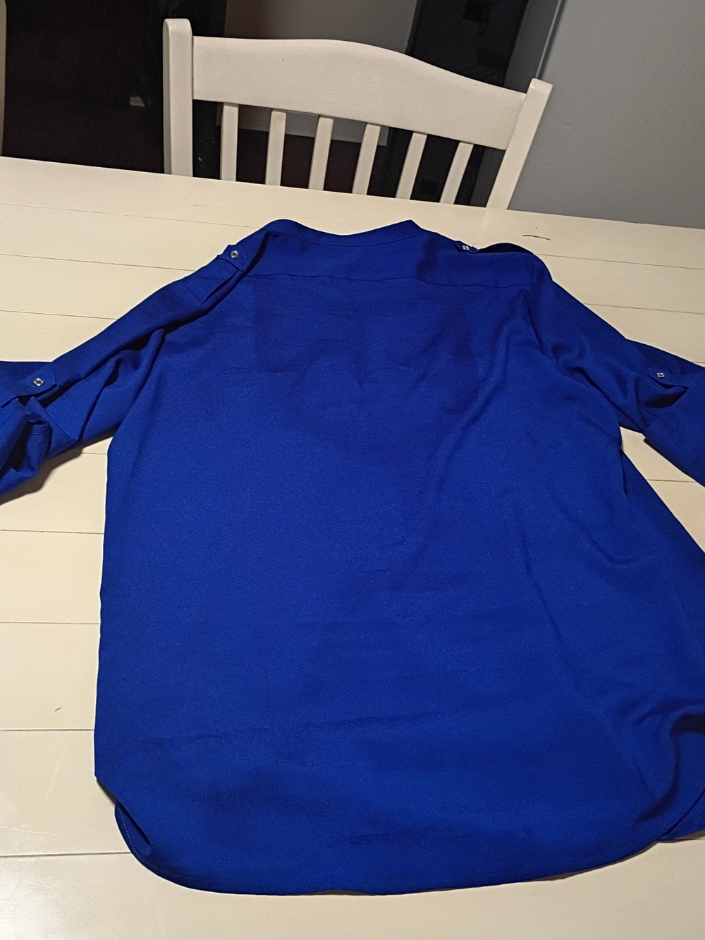 PCalvin Klein Electric Blue Blouse with Silver Hardware Zipper Pockets - Picture 8 of 8